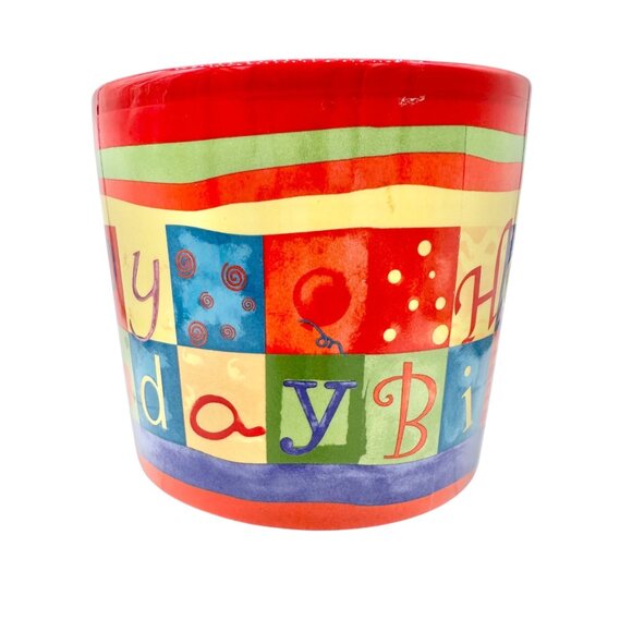 FTD Ceramic Happy Birthday Planter Pot Red and Multicolor 5 Inch Diameter - Picture 6 of 8